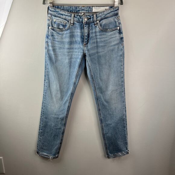 Rag & Bone Dre Slim Blue Boyfriend Jeans Cotton Denim Cuff Hem Skinny Leg Sz 24 - Picture 3 of 11